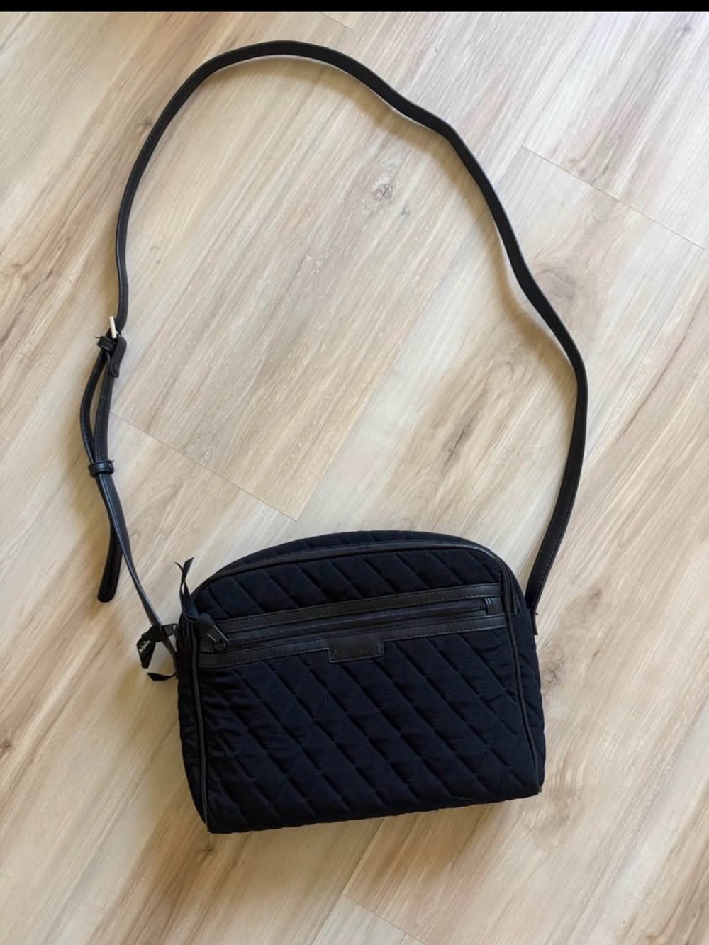 Vera Bradley Black Quilted Crossbody Bag with Adjustable Strap